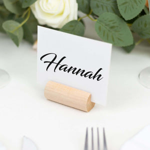 10-Pack Wooden Place Card Holders 2" Farmhouse Cylindrical Design Natural - Rustic Table Number Stands
