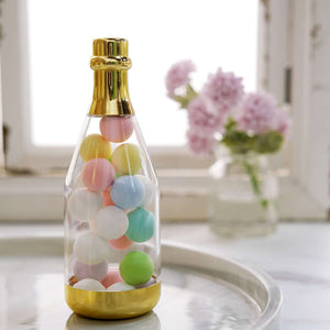 12-Pack Fillable Mini Champagne Bottle Candy Container 6" Clear Gold - Transparent Candy Treat Favor Containers