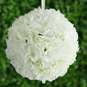 4 Pack Cream Artificial Silk Hydrangea Kissing Flower Balls 7"