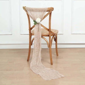 5 Pack Cheesecloth Gauze Chair Sashes 16"x88" Nude Beige - Boho Decorative Accent