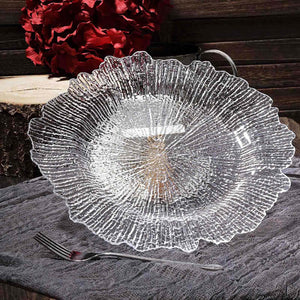 6-Pack Plastic Charger Plates 13", Round Clear with Reef Design - Decorative Dinner Party Serving Plates