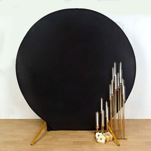 Black Round Spandex Fit Wedding Backdrop Stand Cover 7.5ft