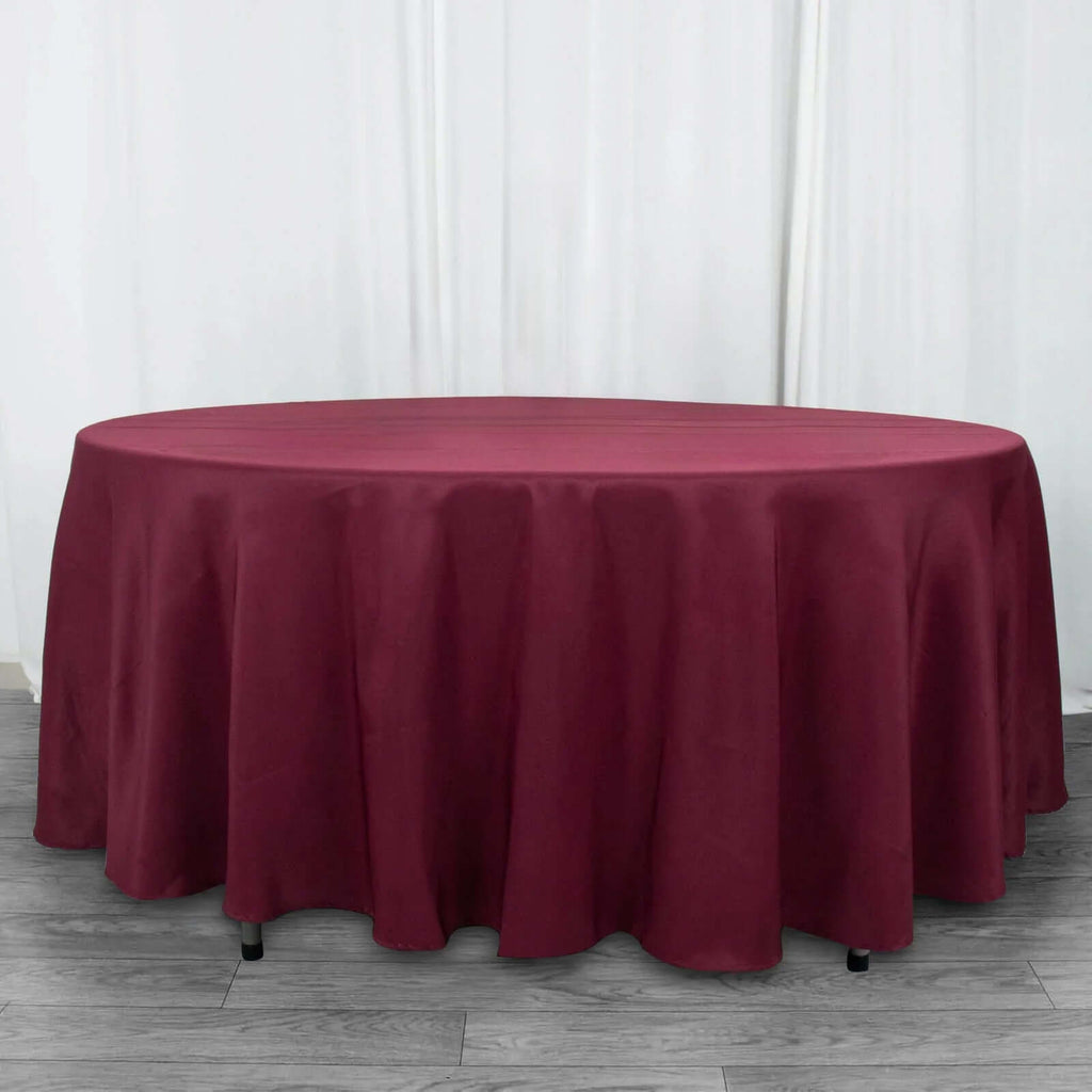 Burgundy Polyester Round Tablecloth 108 In | EFavormart.com