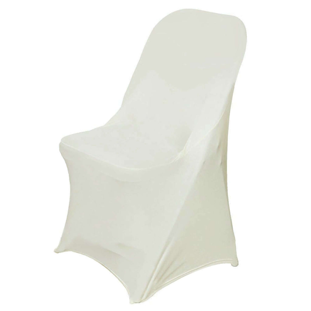 Ivory Spandex Stretch Fitted Folding Chair Cover