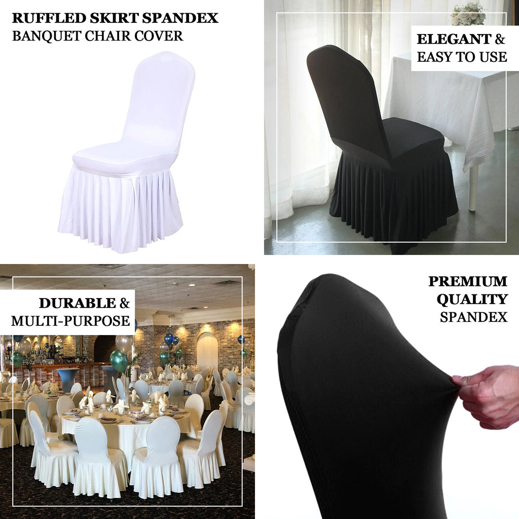 White Spandex Ruffle Pleated Chair Cover