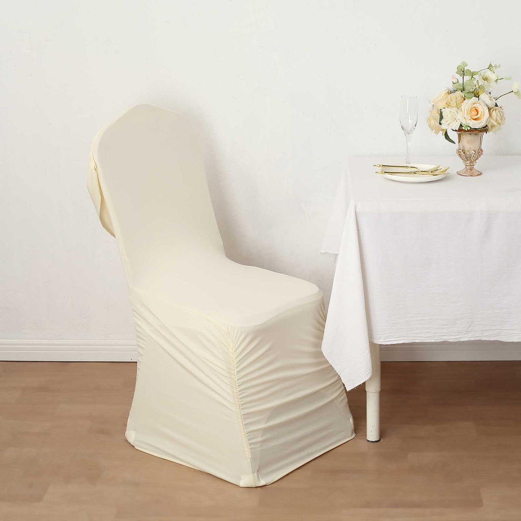 Ivory Spandex Chair Covers Give Modern Touch To Your Wedding Chair