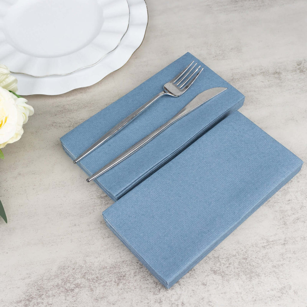 Efavormart 5 Pack DUSTY BLUE 20x20 Premium Faux Linen Napkins Slubby  Textured Wrinkle Free Napkins