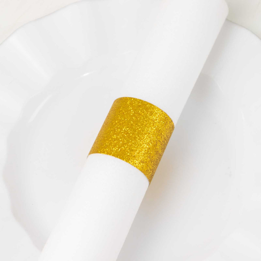 50Pack Gold Glitter Paper Napkin Rings