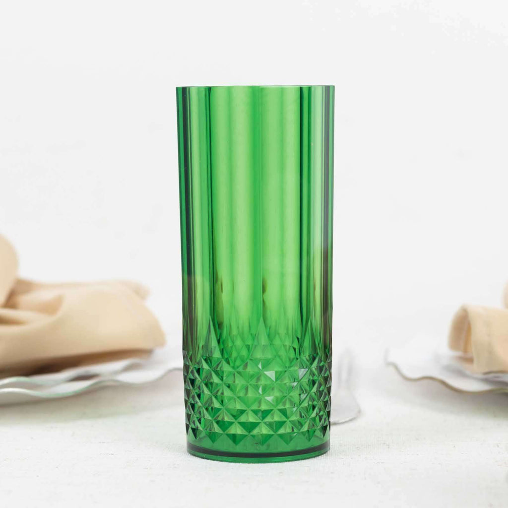 Crystal Cut Plastic Highball Glasses Cocktail Tumblers