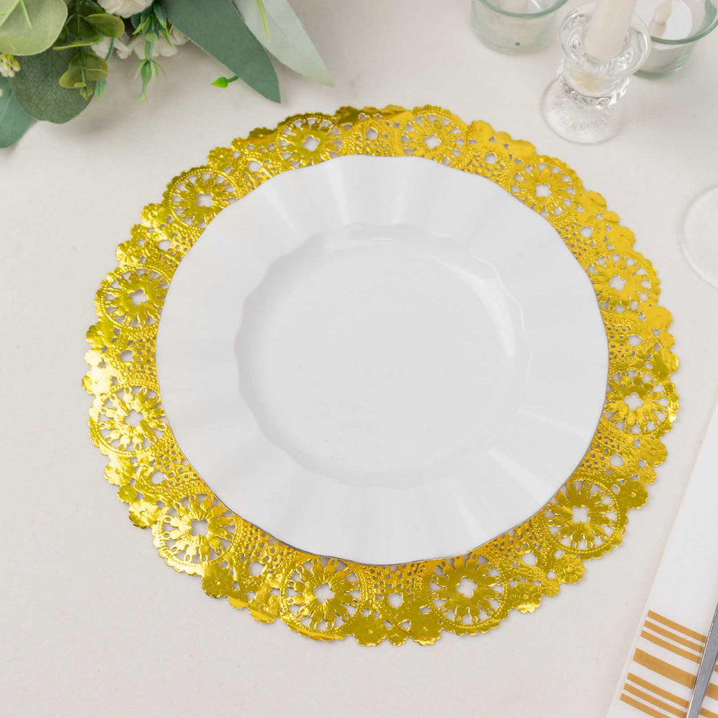 Efavormart 100 Pack Round White Paper Doilies, Food Grade Lace Paper Placemats - 12 inch