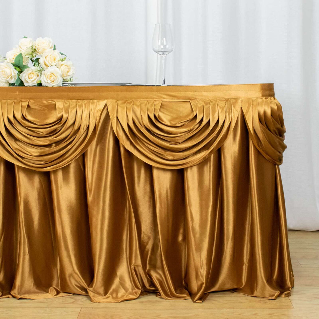 Gold pleated table on sale skirt