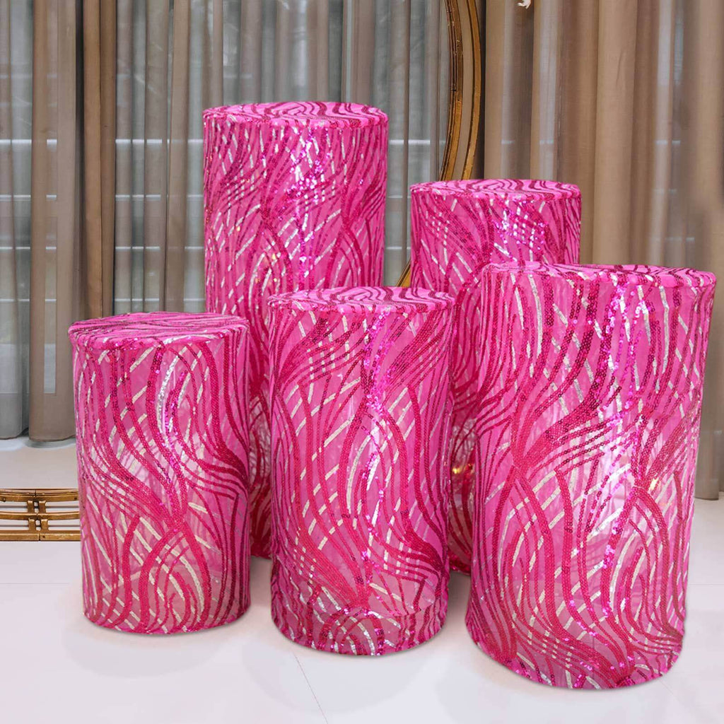 http://www.efavormart.com/cdn/shop/files/Set-of-Fuchsia-Silver-Wave-Mesh-Cylinder-Display-Box-Stand-Covers-With-Embroidered-Sequins-12_1024x1024.jpg?v=1703795074