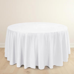 Scuba Round Tablecloth 120" White - Wrinkle Free & Stain Resistant Sophisticated Seamless Table Cover