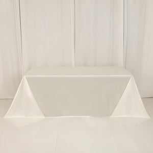 Scuba Rectangular Tablecloth 90"x132" Shimmer Pearl White - Seamless & Wrinkle Free Table Cover