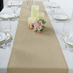 Faux Linen Table Runner 14"x108" Natural - Boho Chic Rustic Table Decor
