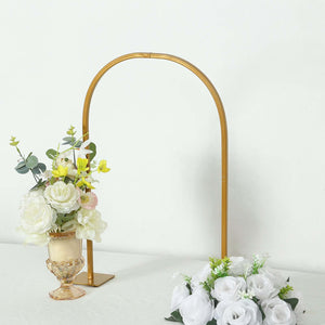 Metal Wedding Cake Chiara Arch Table Centerpiece Gold 23" with Rounded Top - Flower Stand Frame with Detachable Base