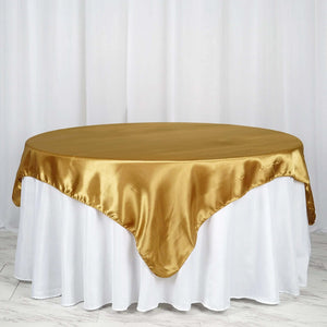 Satin Table Overlay 72"x72" Gold - Wrinkle Resistant and Smooth Table Topper for Luxurious Weddings & Celebrations