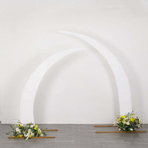 Set of 2 White Spandex Half Crescent Moon Wedding Arch Covers, Custom Fitted Backdrop Stand Cover for Curved Arbor Flower Balloon Frame
