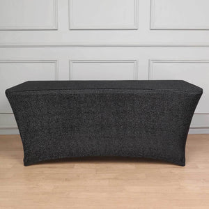 Shimmer Tinsel Spandex Rectangle Tablecloth 72"x30" Metallic Black - Glittered Shiny Table Cover