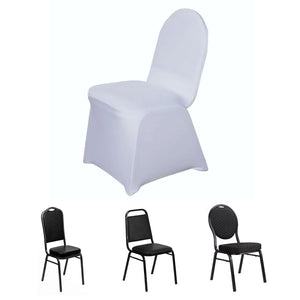 Spandex Stretch Fitted Banquet Chair Cover 160GSM White - Durable Slip-On Slipcover for Weddings & Events