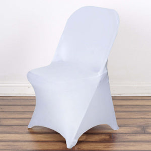 Stretch Spandex Folding Chair Cover White - Durable 160GSM Fitted Slipcover for Weddings & Events