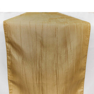Taffeta Table Runner 12"x108" Gold - Accordion Crinkle Table Linen for Stylish Events