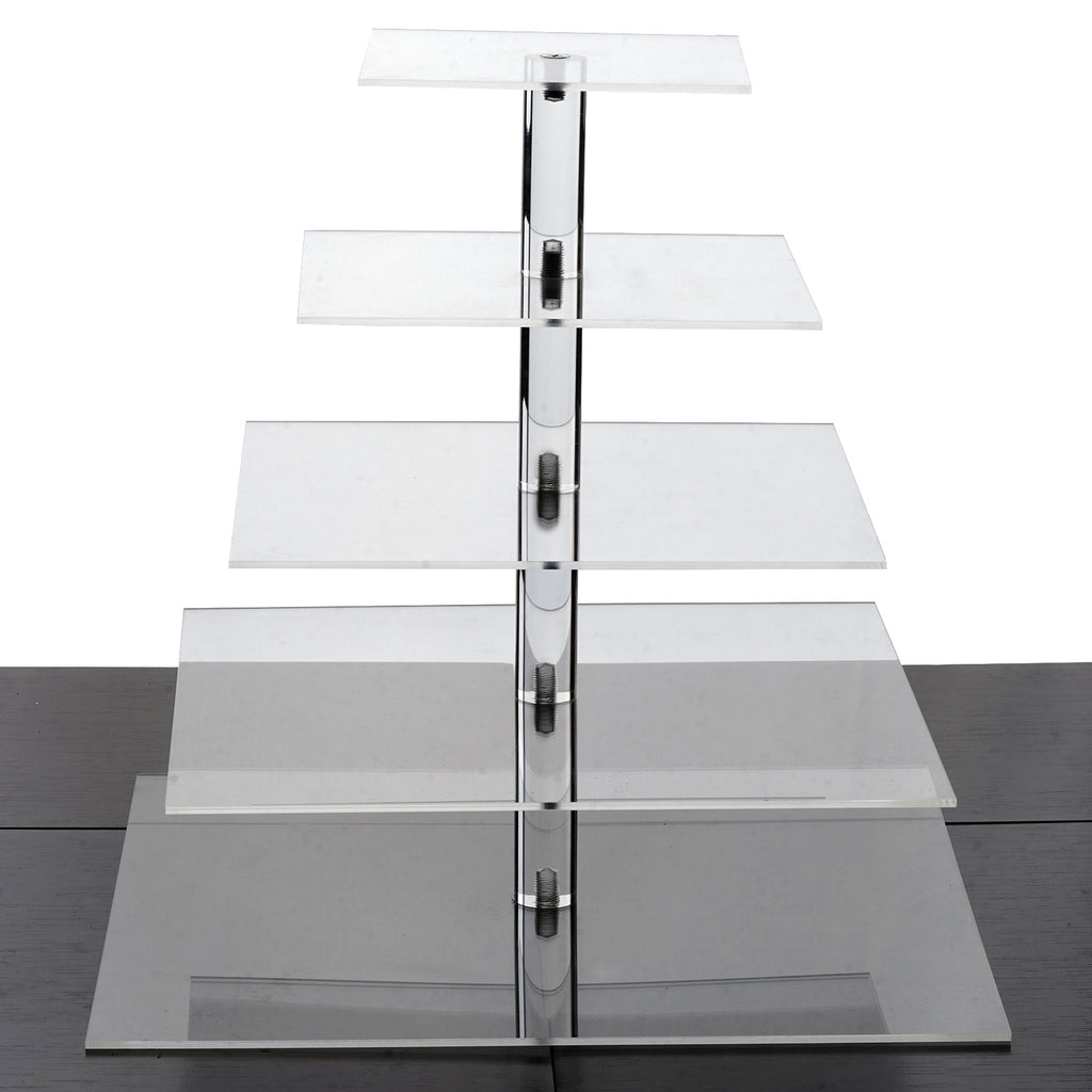 17" Heavy Duty Acrylic Square 5-Tier Cake Stand | EFavormart.com