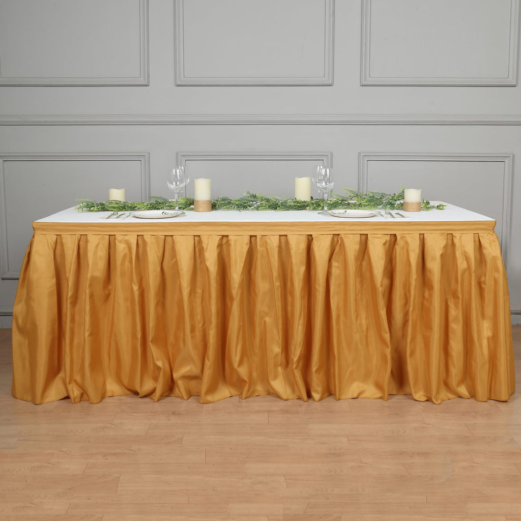 Gold pleated 2025 table skirt