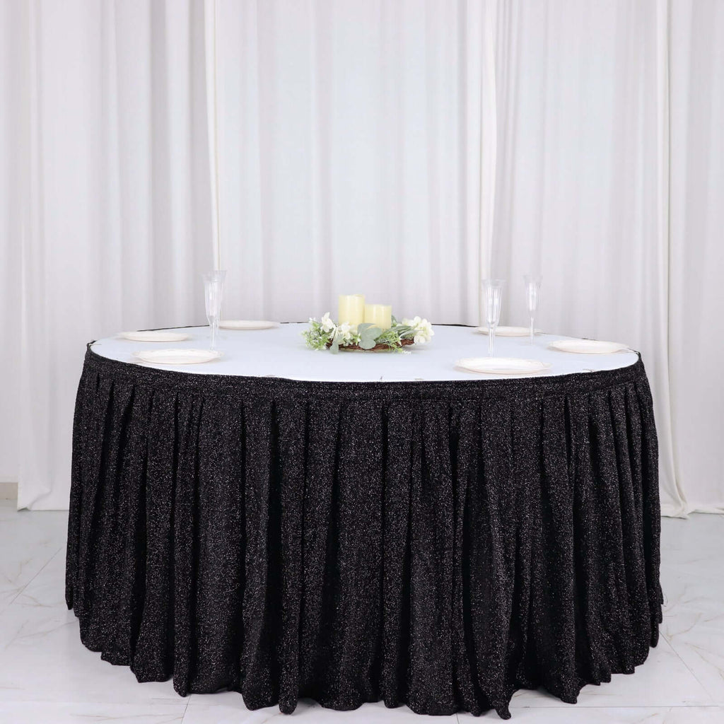 Black pleated shop table skirt