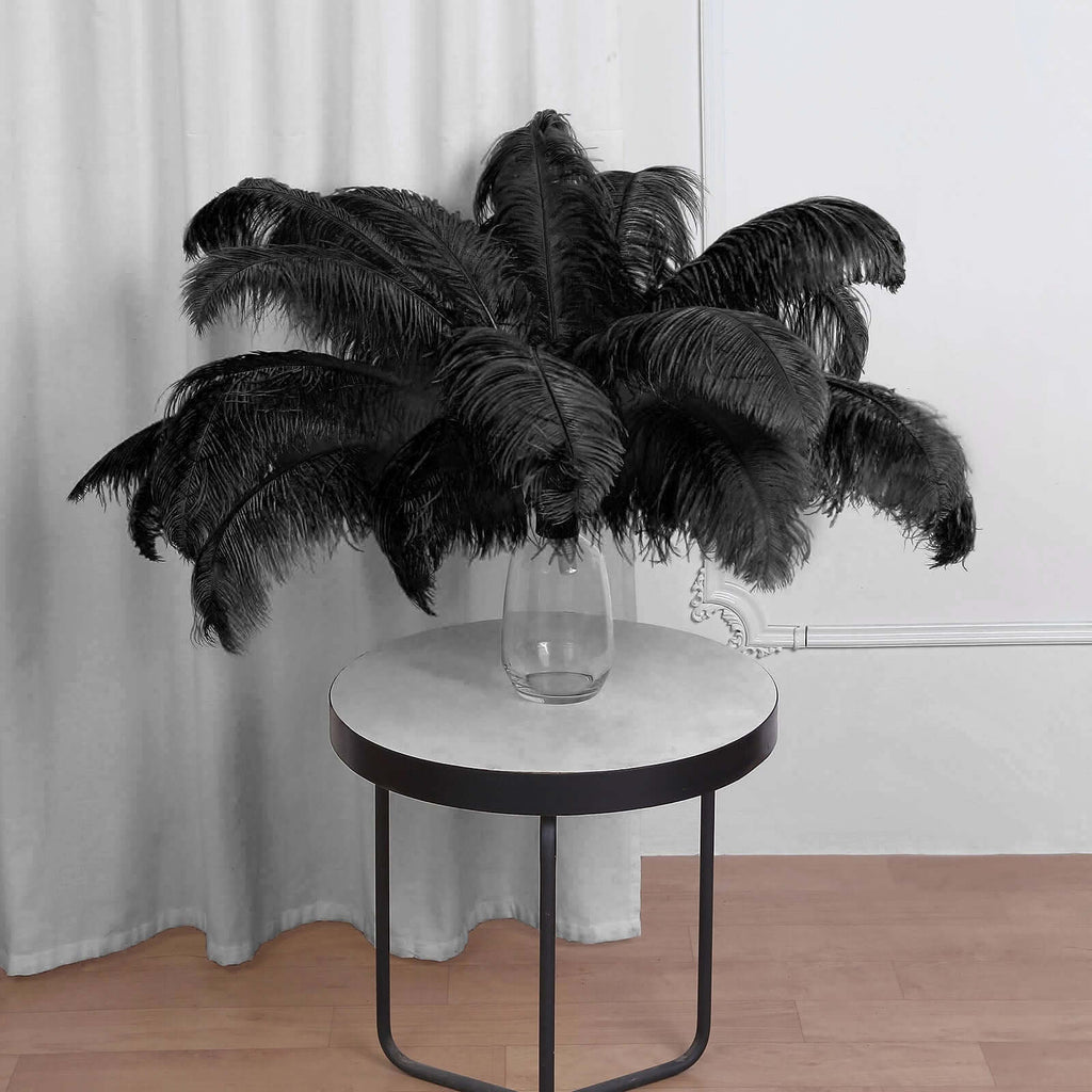 10 Pcs Artificial Ostrich Feahers Black Vases Flowers Dining Table