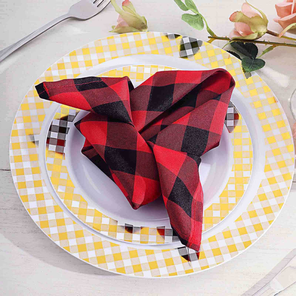 20 inch Polyester Cloth Napkins Checkered Red (Pack of 10)