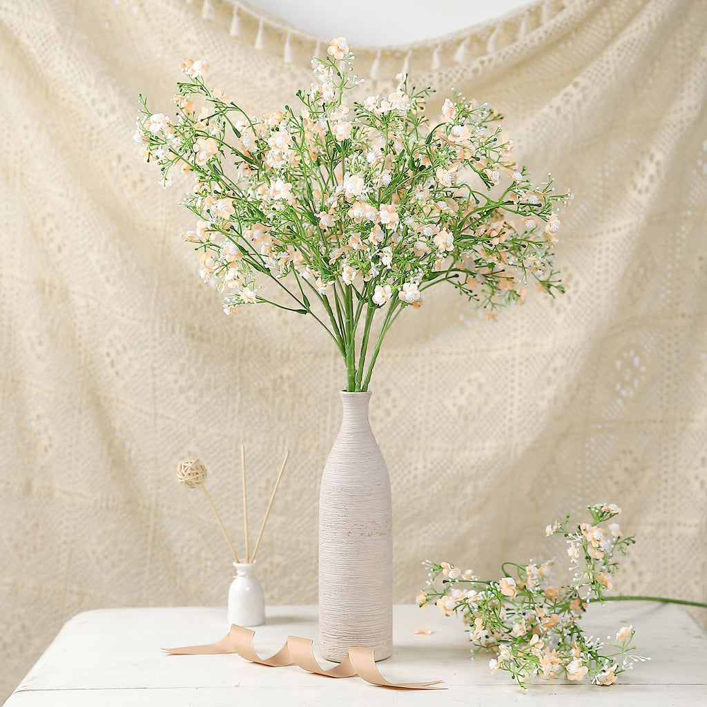 12 Gold Artificial Baby's Breath Faux Gypsophila Silk Flowers