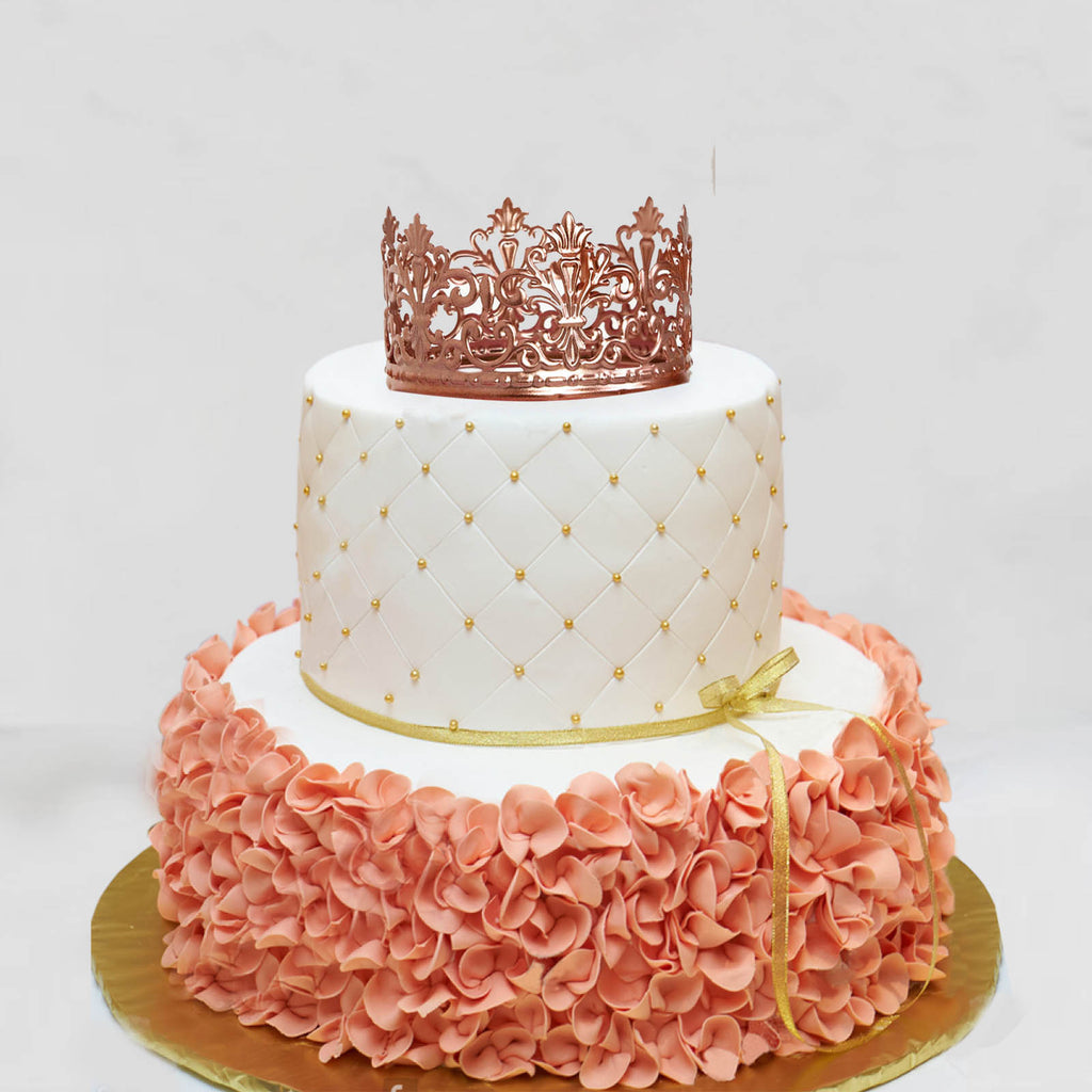 2 Matte Gold Metal Princess Crown Cake Topper, Wedding Cake Decor