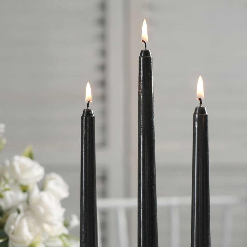 BLACK 12 Spiral 11 Long Unscented Premium Wax Taper CANDLES Party  Decorations