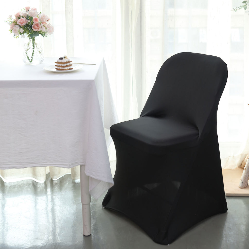 Pack of 100 Premium Black Spandex Chair Covers - Arch Front