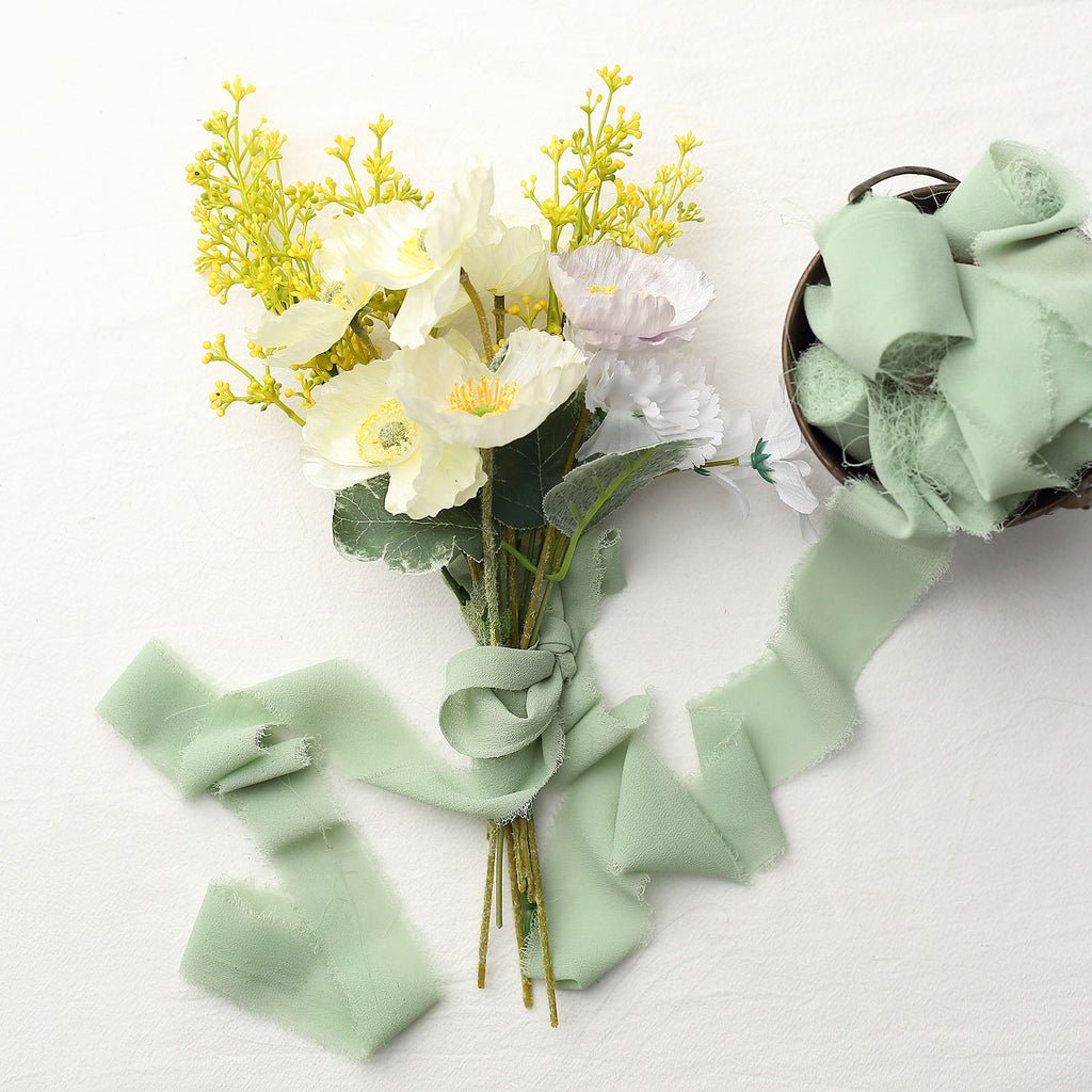 1 Roll Handmade Frayed Edged Chiffon Silk Ribbon Wedding Invitation  Bouquets Sheer Fringe Ribbon Craft DIY Wrapping Decor