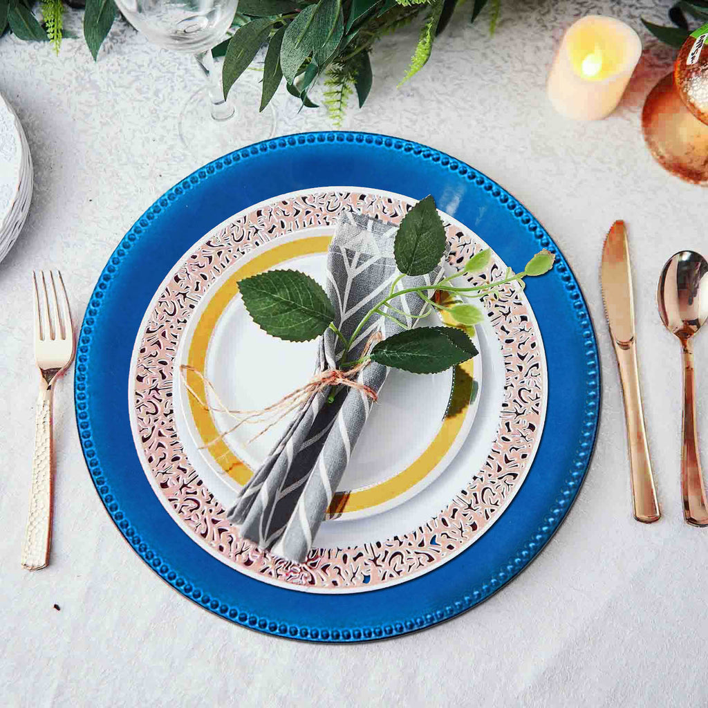 BalsaCircle 25 Royal Blue 13 Round Disposable Paper Charger Plates  Metallic Trim Party Tableware 