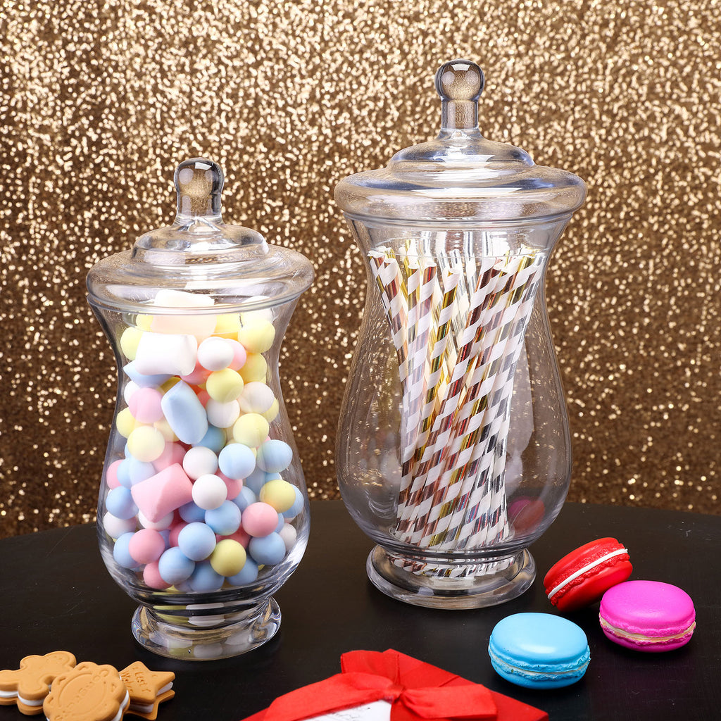 Efavormart Set of 3 Glass Apothecary Candy Jars With Lids - 9/10/11
