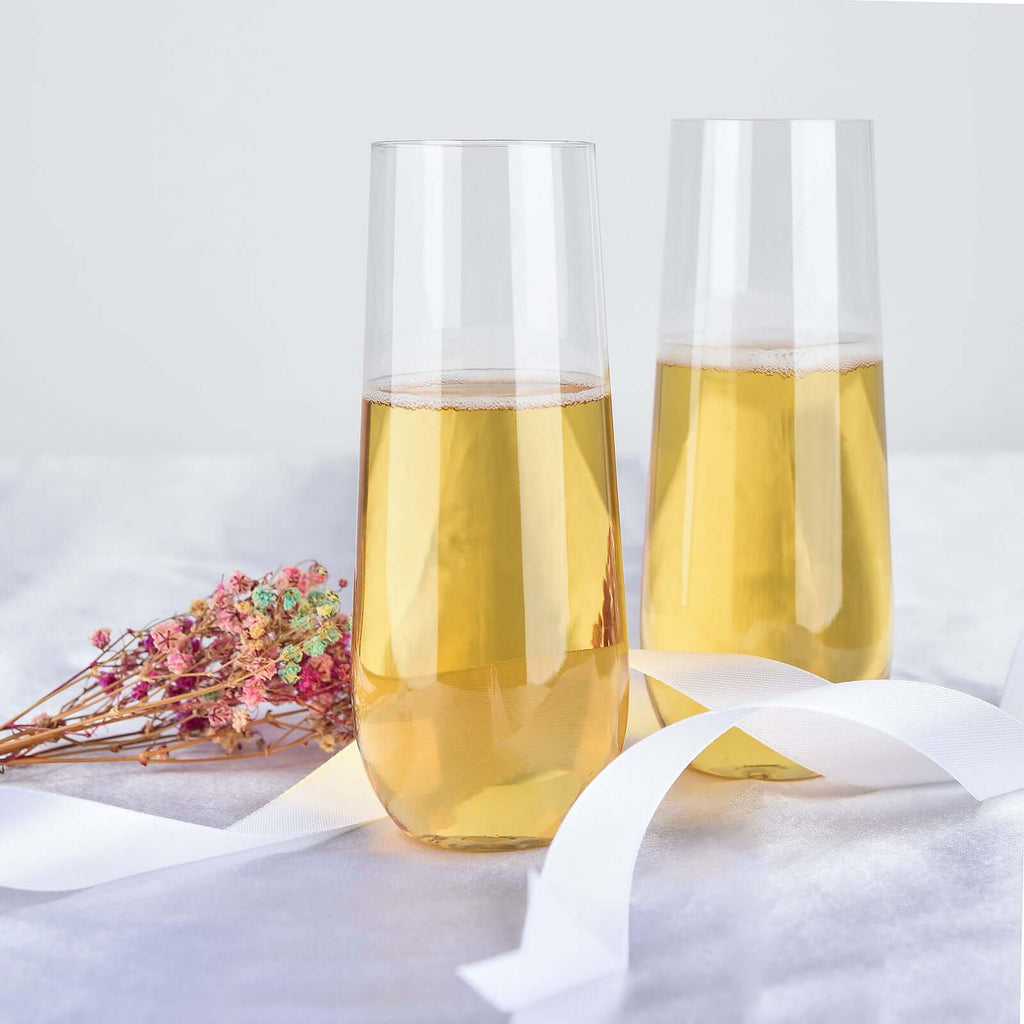 9 oz. Clear Stemless Champagne Flutes 6 Pack - Posh Setting