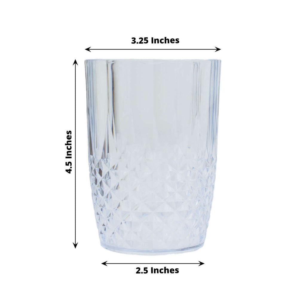 Efavormart 6 Pack | 14oz Clear Crystal Cut Plastic Highball Drinking  Glasses, Disposable Cocktail Tumblers