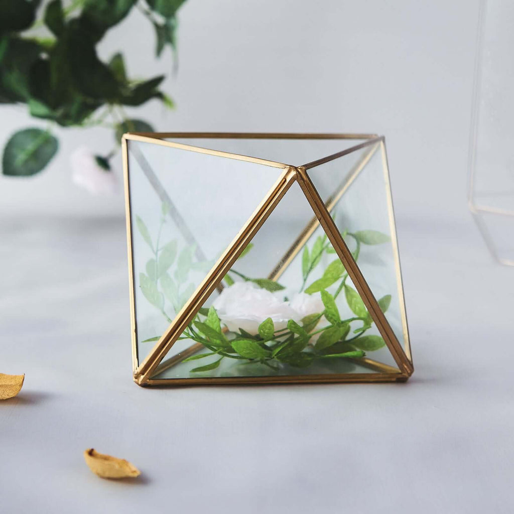 Diamond Prism Gold Metal Terrarium & Air Plants Holder