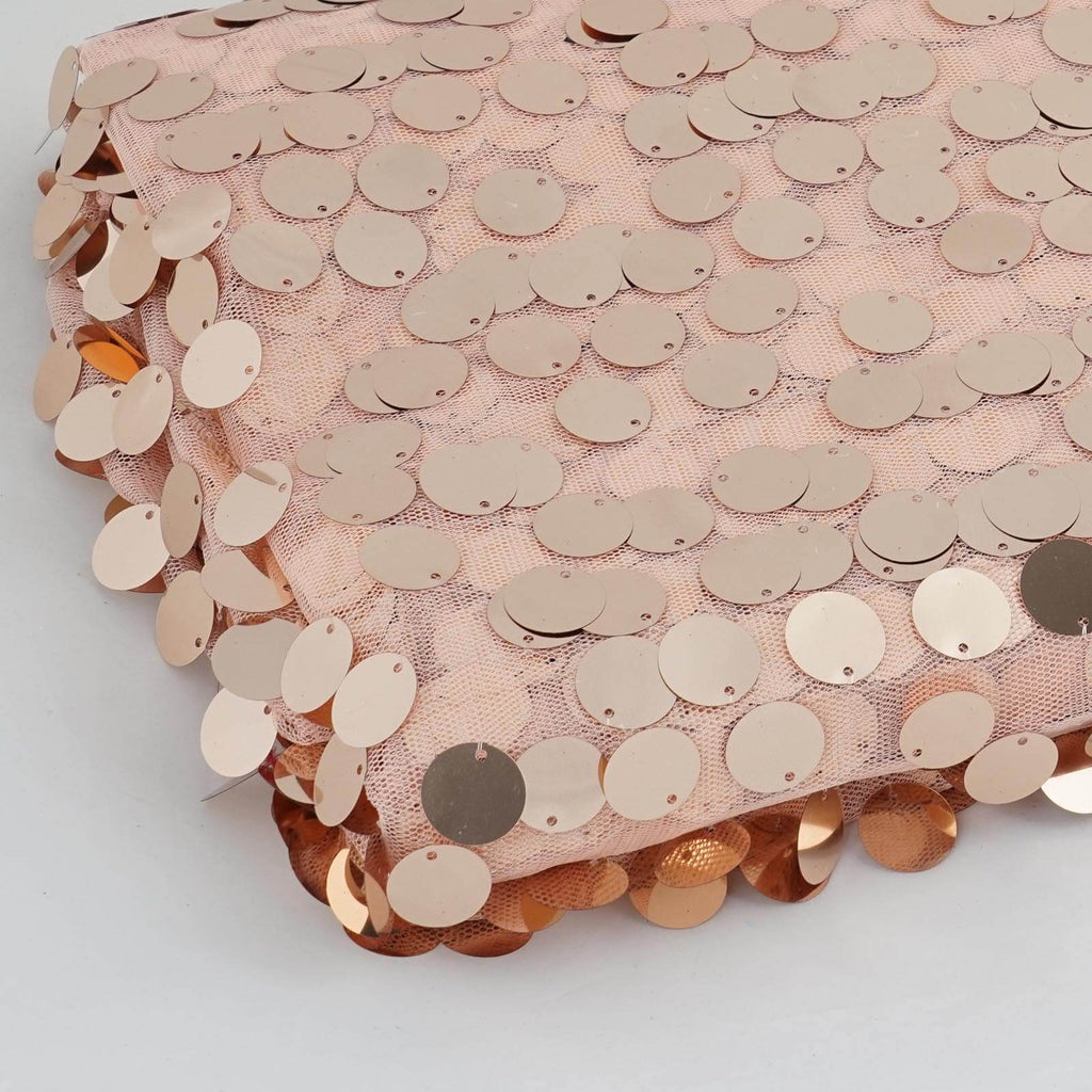 10 yards Large Payette Sequins Fabric Bolt - Blush/Rose Gold