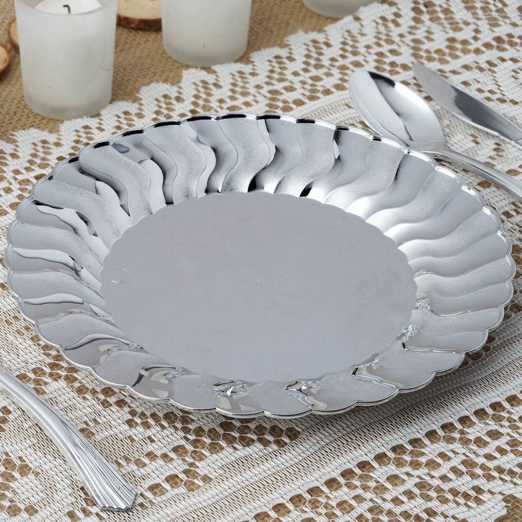 Silver plastic dinner on sale plates