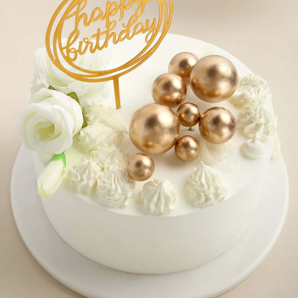 12 Pcs Gold Faux Pearl Balls Cake Toppers | eFavormart.com