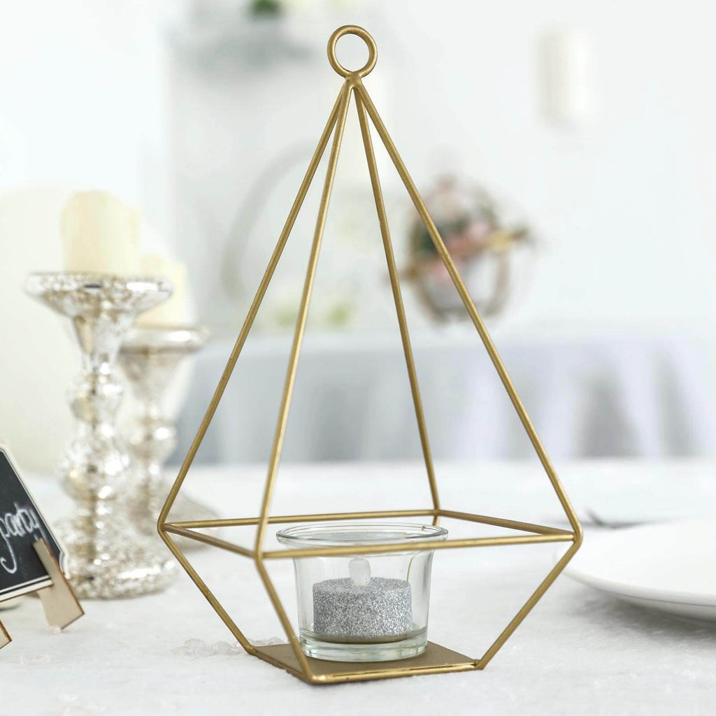 Geometrical Black Metal Round Glass & Metal Tea Light Candle