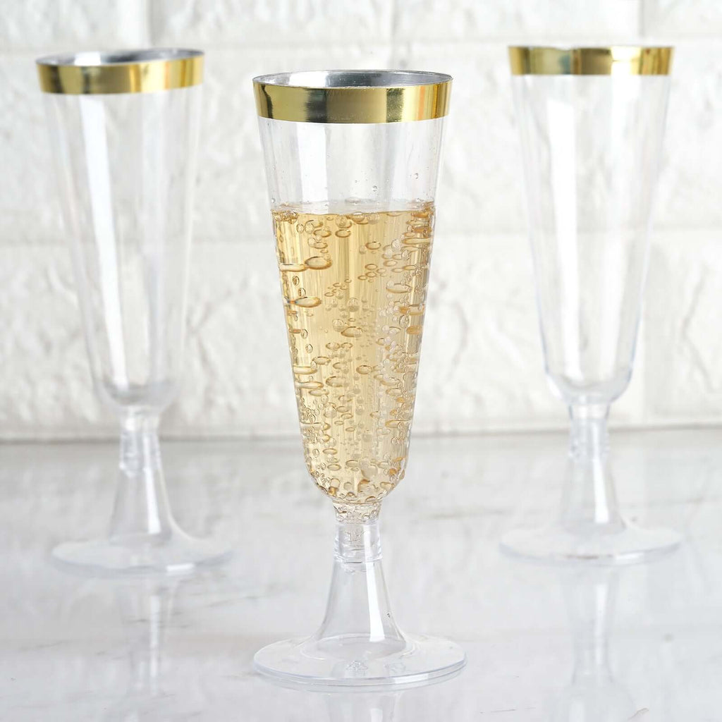 120 PACK] Plastic Champagne Flutes 5 oz - Hard Plastic Disposable