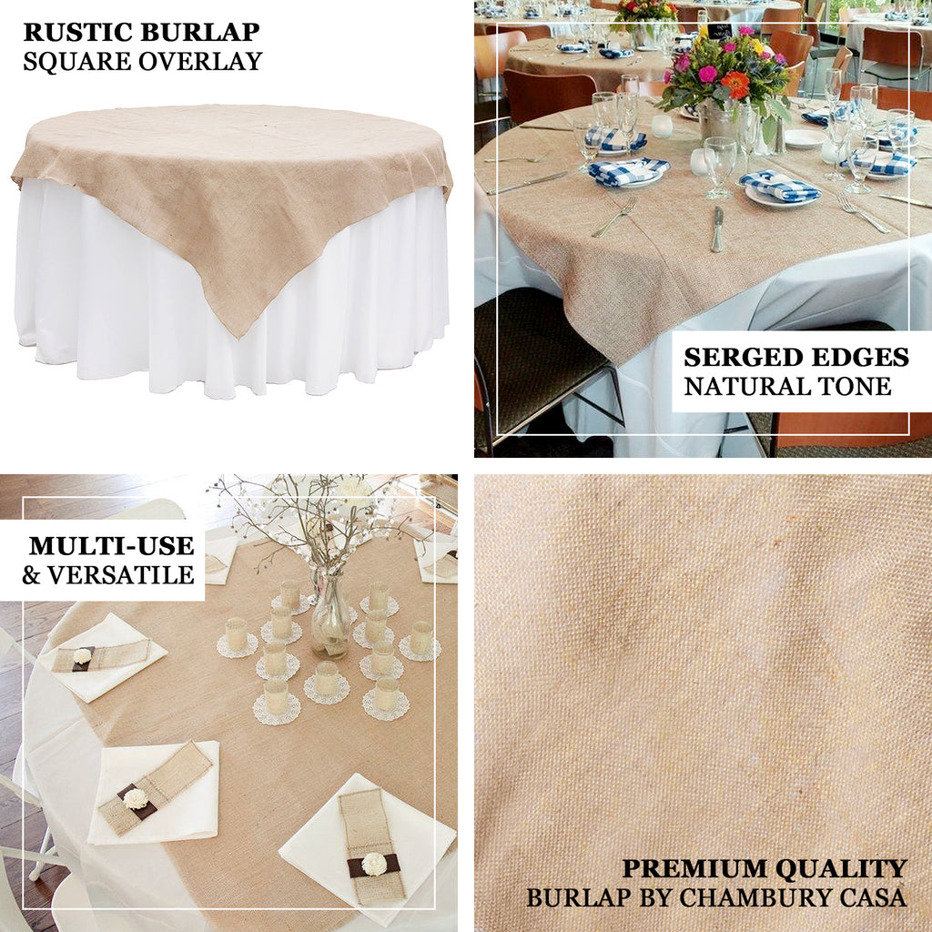 72 Inch Burlap Lace Table Runners Wedding Table Runner - Rustic