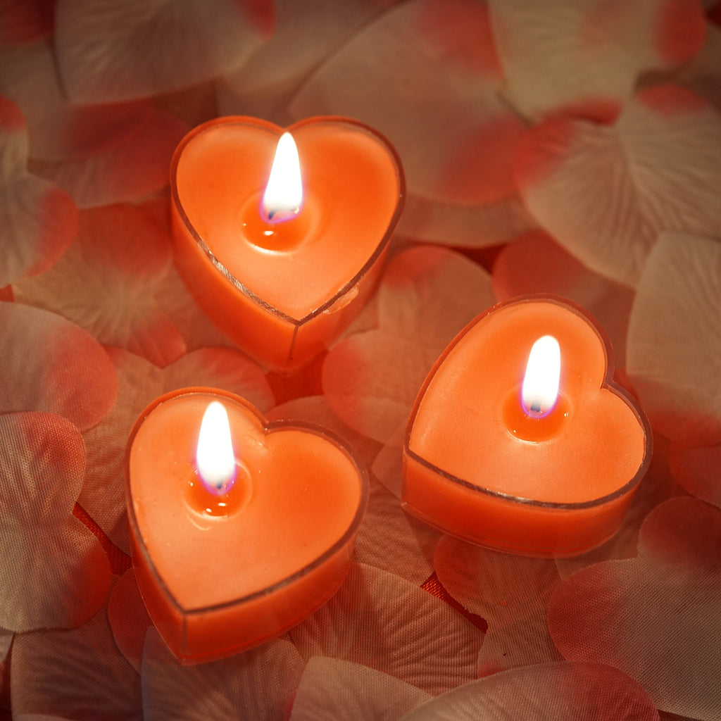 Romantic Heart Shaped LED Tea Lights Set Of 24 For Valentines Day