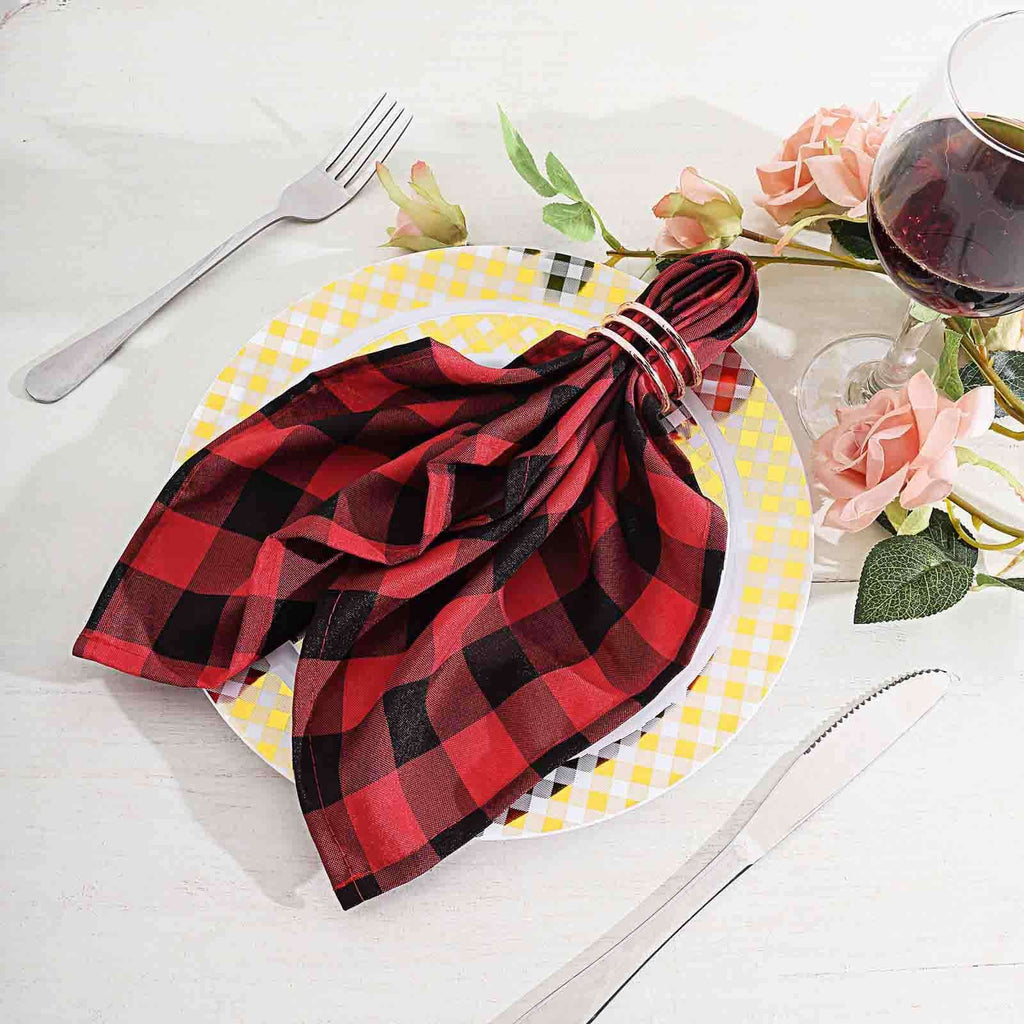  Buffalo Plaid Cloth Napkin Black White, Check Napkin