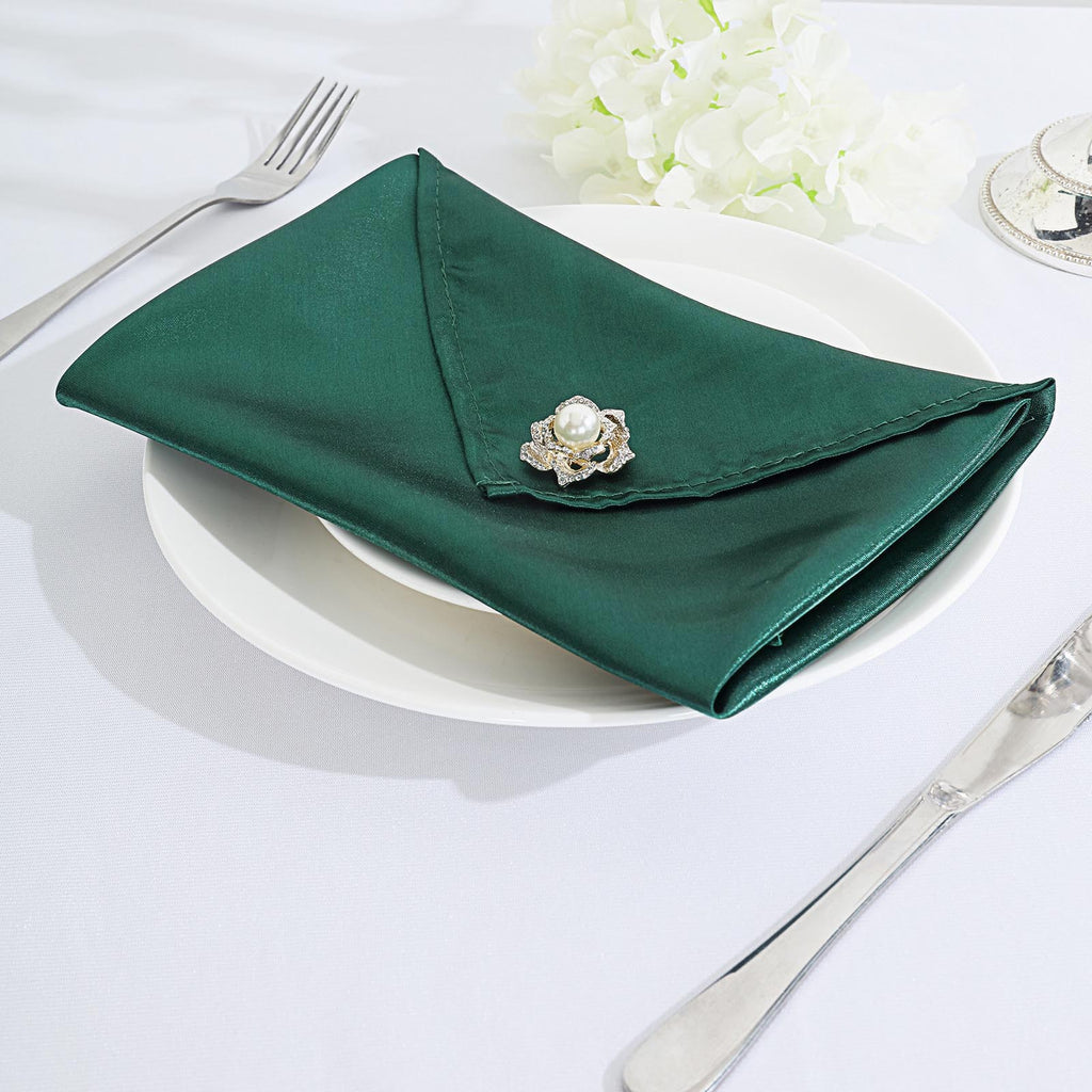 Your Chair Covers - 10 Pack 20 inch Satin Cloth Napkins Hunter Green